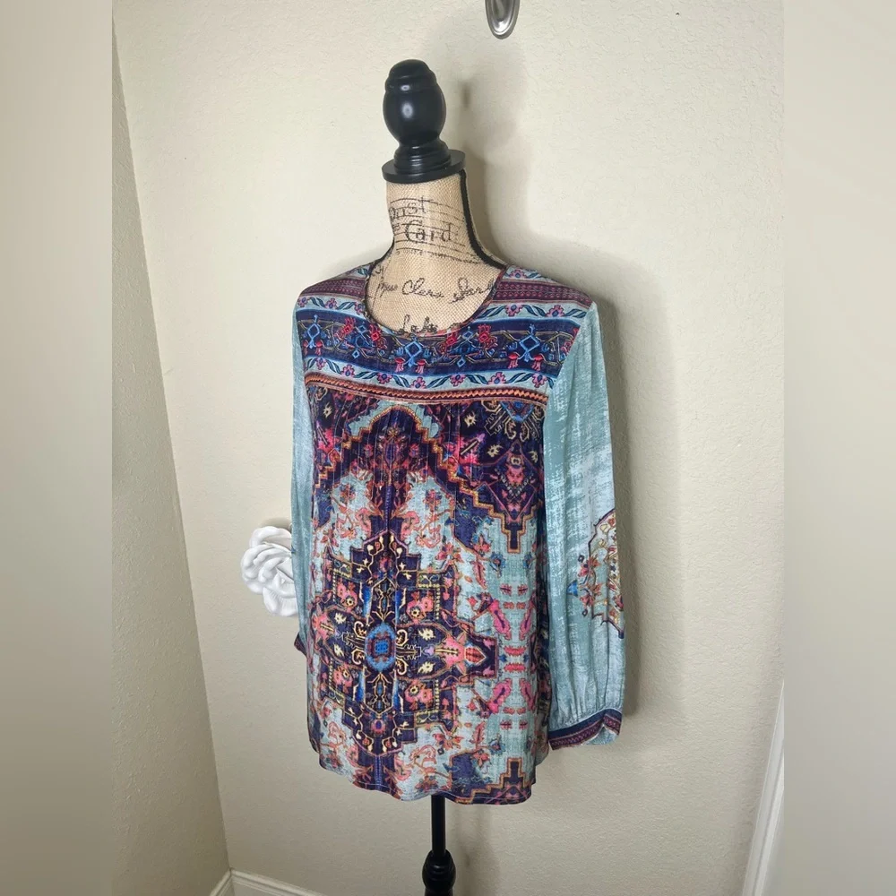 NTM: Anthropologie Vineet Bahl Prudence Blouse with Embroidery & Multicolor Sz M